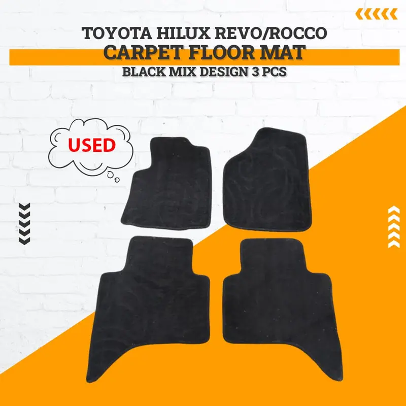 Used Toyota Hilux Revo/Rocco Carpet Floor Mat Black Mix Design 3 Pcs - Rough Condition 1