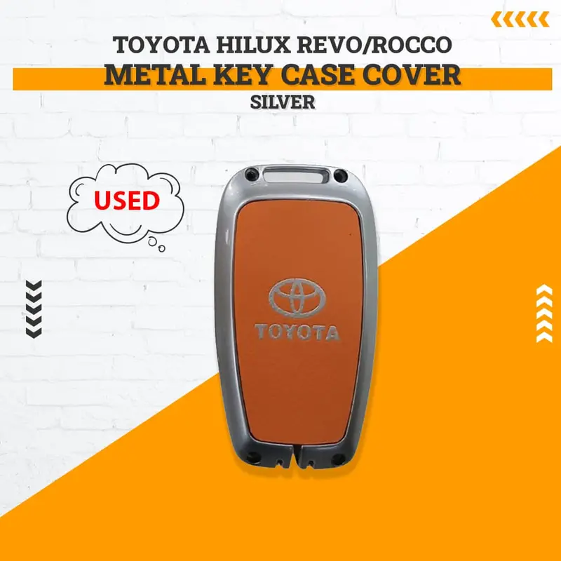 Used Toyota Hilux Revo/Rocco Metal Key Case Cover Silver - With Orange Without Fitting 1