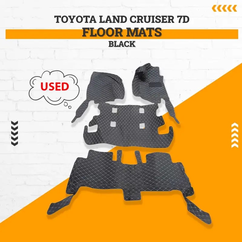 Used Toyota Land Cruiser 7D Floor Mats - Black - 4 Pcs 2015 - 2024 - Damage 1