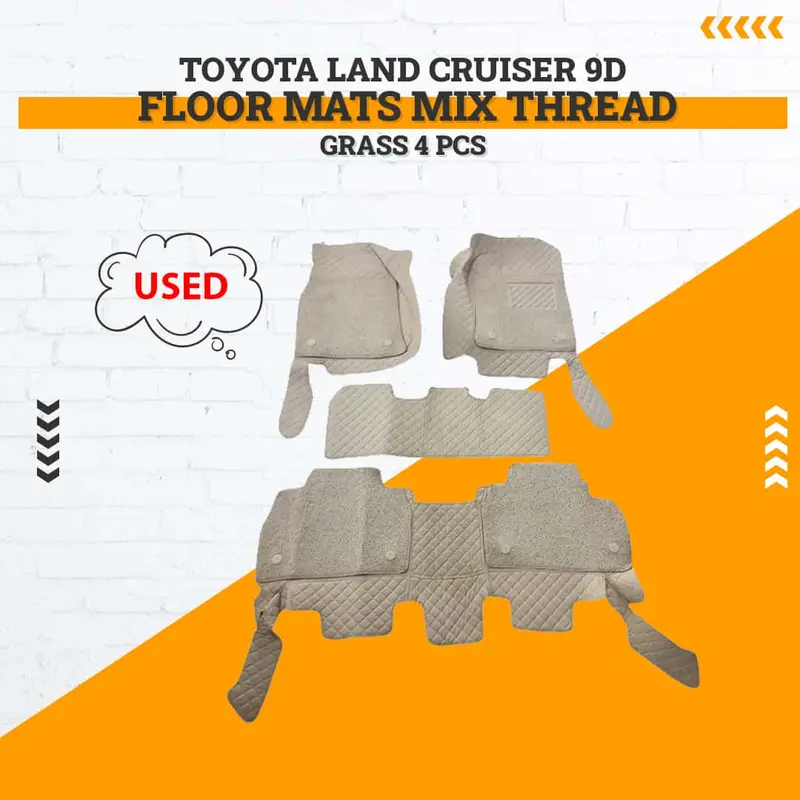 Used Toyota Land Cruiser 9D Floor Mats Mix Thread Grass 4 Pcs 2018 - 2021 - Damage 1
