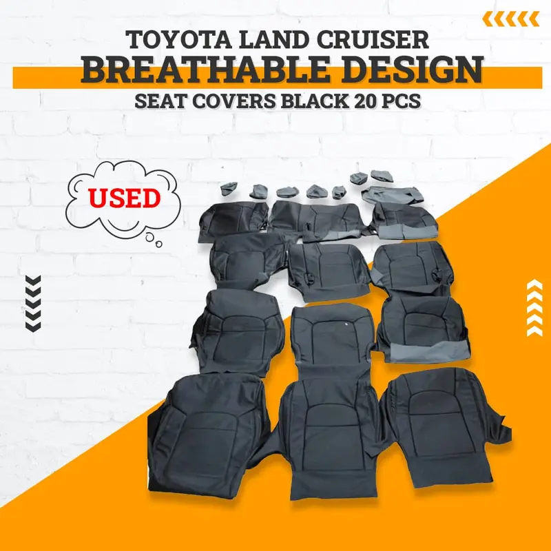 Used Toyota Land Cruiser Breathable Seat Covers Black 20 Pcs 2015 - 2021 1