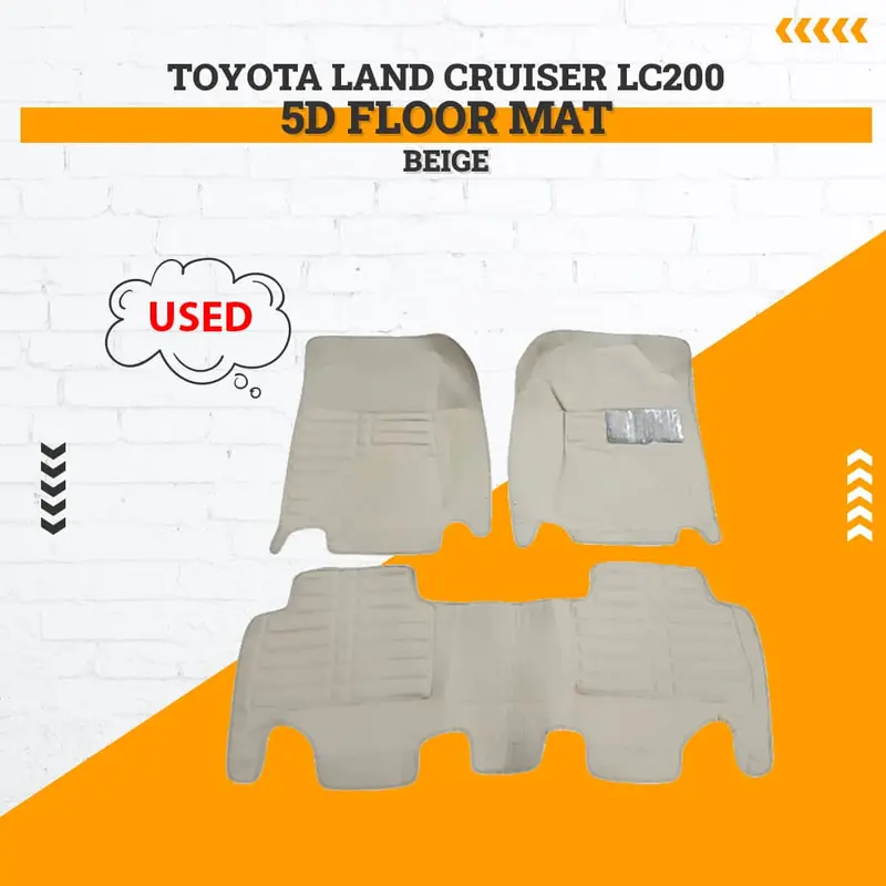 Used Toyota Land Cruiser Lc200 5D Floor Mat Beige 3 Pcs 2015 - 2021 - (Rough Condition) 1