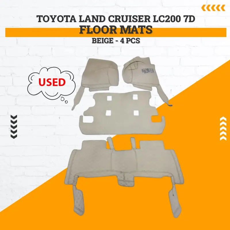 Used Toyota Land Cruiser Lc200 7D Floor Mats - Beige - 4 Pcs Set Rough Condition 2015 - 2021 1
