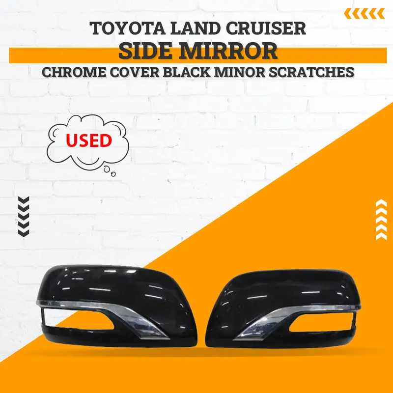 Used Toyota Land Cruiser Side Mirror Chrome Cover Black Minor Scratches - Model 2012-2021 1