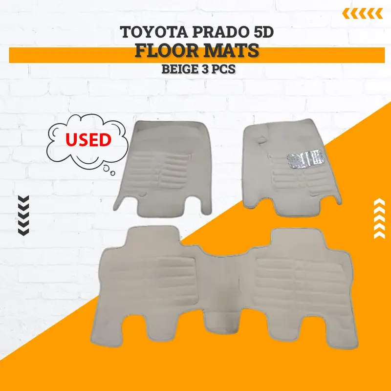 Used Toyota Prado 5D Floor Mat Beige 3 Pc Rough Condition 2009 - 2021 1