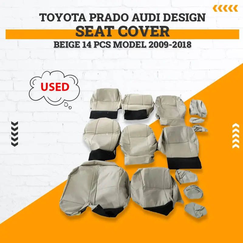 Used Toyota Prado Audi Design Seat Cover Beige 14 Pcs 2009 - 2018 1