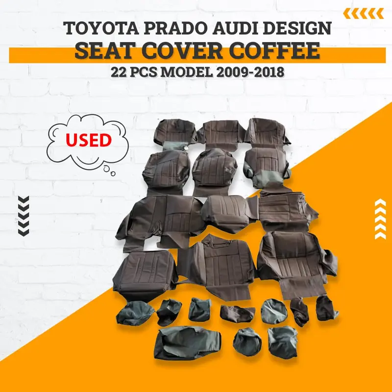 Used Toyota Prado Audi Design Seat Cover Coffee 22 Pcs 2009 - 2018 1