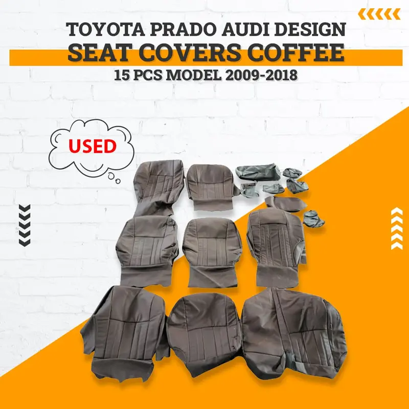 Used Toyota Prado Audi Design Seat Covers Coffee 15 Pcs 2009 - 2018 1