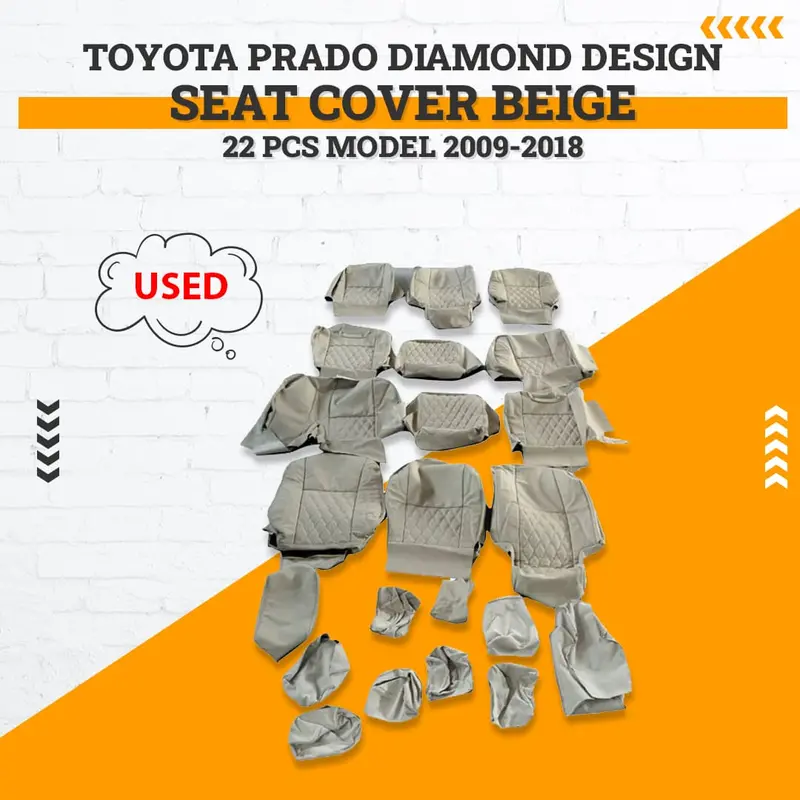 Used Toyota Prado Diamond Seat Cover Beige 22 Pcs 2009 - 2018 1