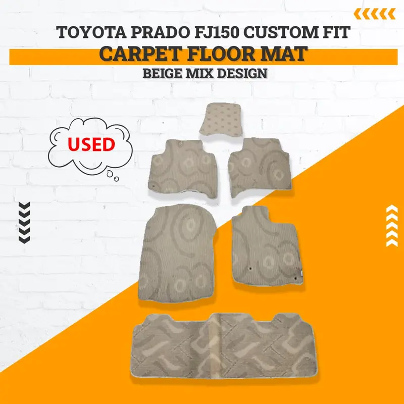 Used Toyota Prado Fj150 Custom Fit Carpet Floor Mat Beige Mix Design 6 Pcs 2009 - 2021 - Damage 1