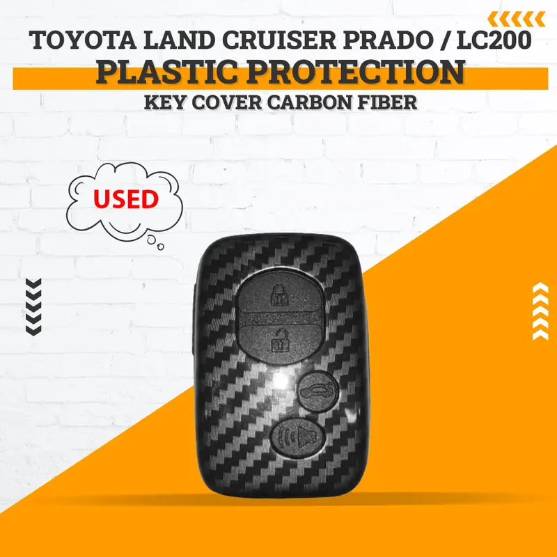 Used Toyota Prado / Lc200 Plastic Key Cover 4 Buttons 2009 - 2022 - Carbon Fiber With Black Pvc - (Pvc Damage) 1