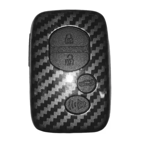 Used Toyota Prado / Lc200 Plastic Key Cover 4 Buttons 2009 - 2022 - Carbon Fiber With Black Pvc - (Pvc Damage) 2