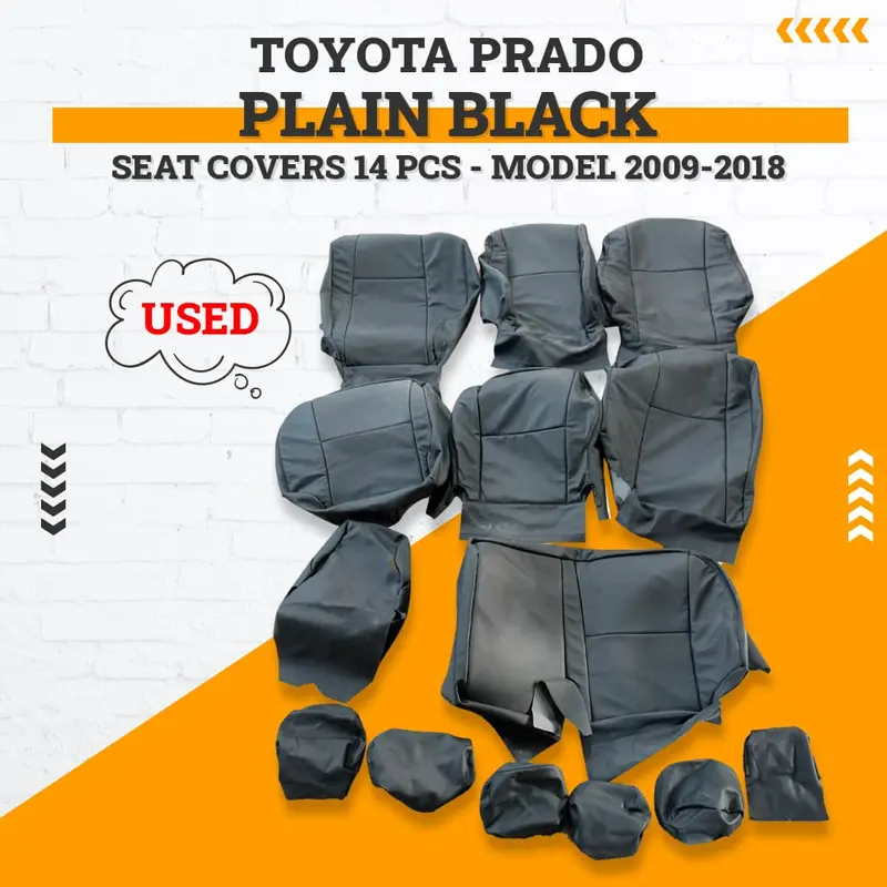 Used Toyota Prado Plain Black Seat Covers 14 Pcs 2009 - 2018 1