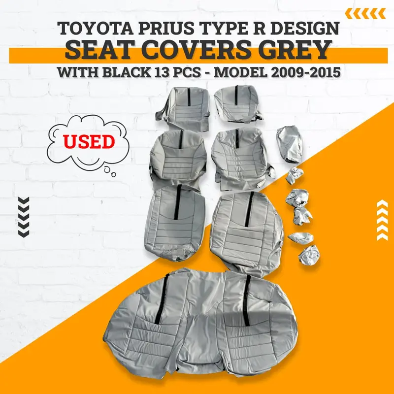 Used Toyota Prius Type R  Seat Covers Grey Black 13 Pcs 2009 - 2015 1