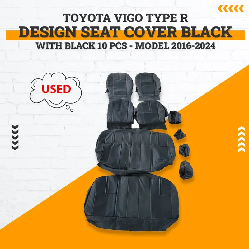 Used Toyota Vigo Type R  Seat Cover Black With Black 10 Pcs 2016-2024 1