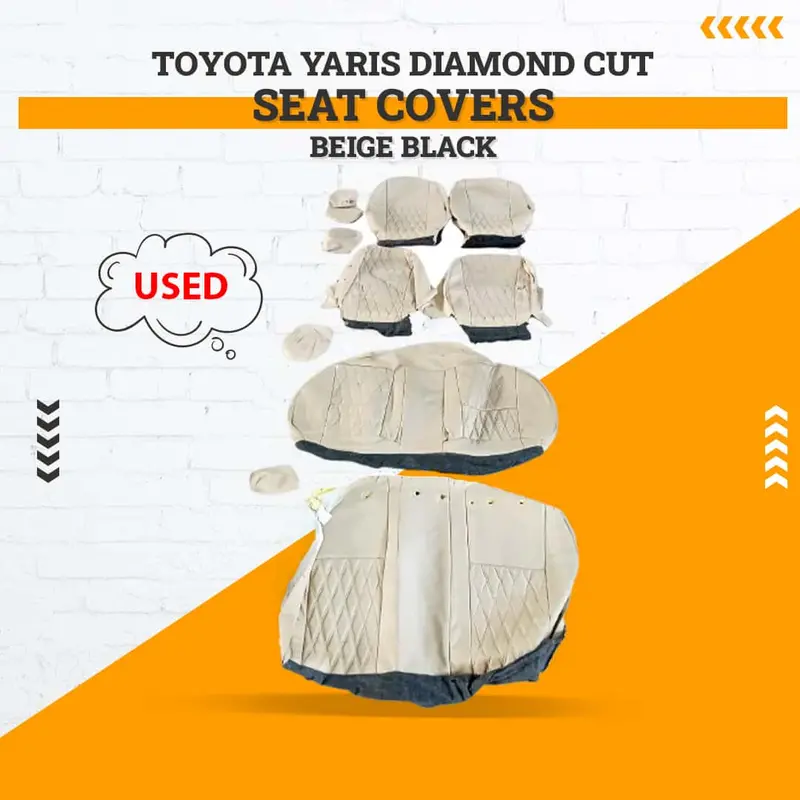 Used Toyota Yaris Diamond Cut Beige Black Seat Covers 11 Pcs 2020-2021 1