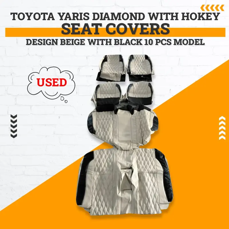 Used Toyota Yaris Diamond Hockey Seat Cover Beige Black 2020-2024 - 10 Pcs 1