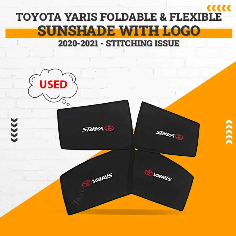 Used Toyota Yaris Foldable & Flexible Sunshade With Logo 2020-2021 - - Stitching Issue 1