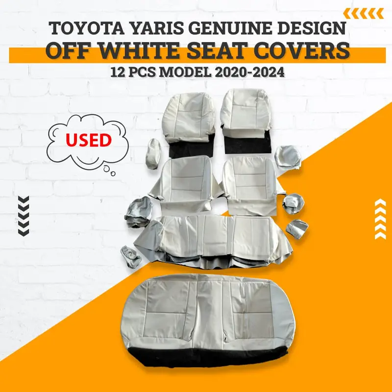 Used Toyota Yaris Genuine Design Seat Covers 12 Pcs 2020-2024 - Off White 1