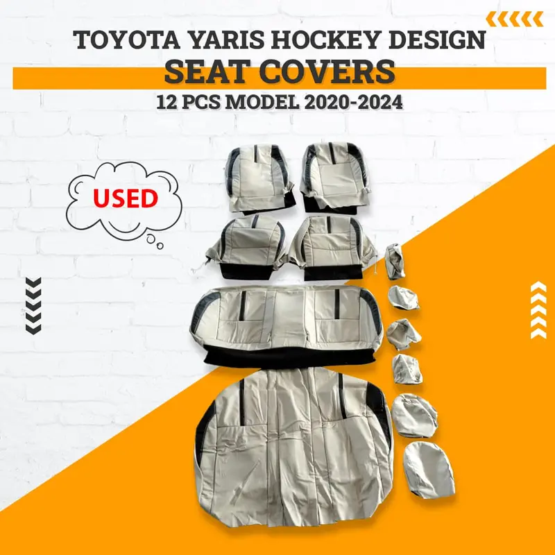 Used Toyota Yaris Hockey Beige With Black Seat Covers 12 Pcs 2020-2024 1
