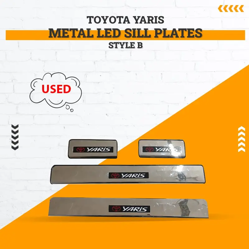 Used Toyota Yaris Metal Led Sill Plates / Style B- 2020-2021 - (Rough Condition Scratches) 1