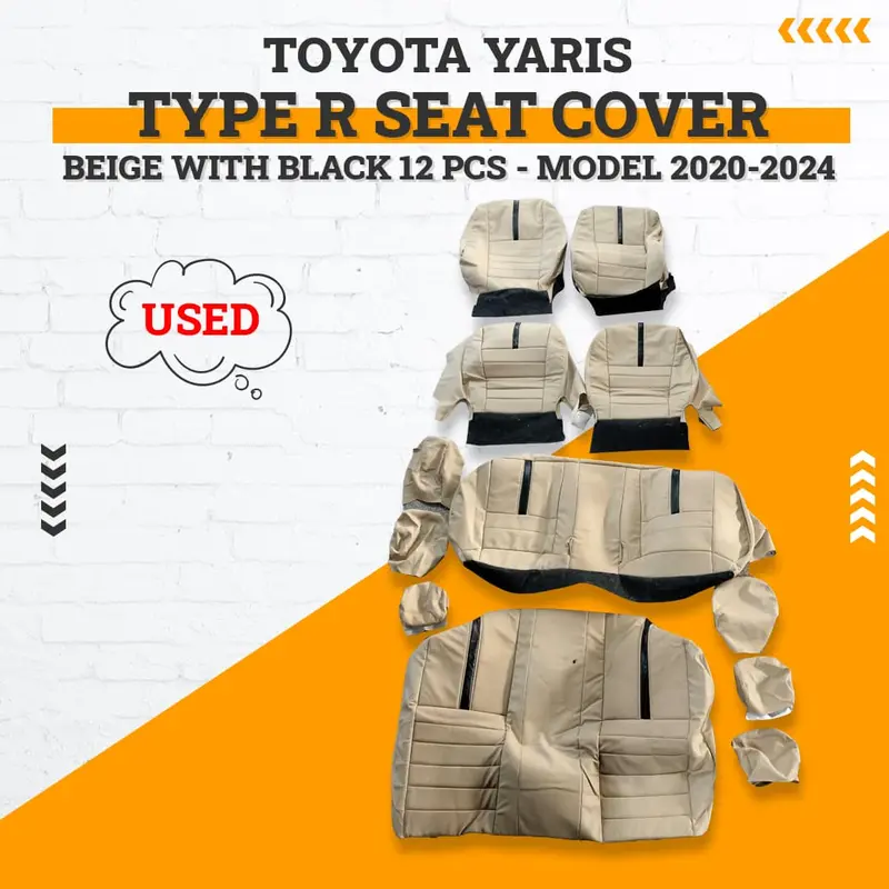 Used Toyota Yaris Type R Seat Cover Beige With Black 12 Pcs 2020-2024 1