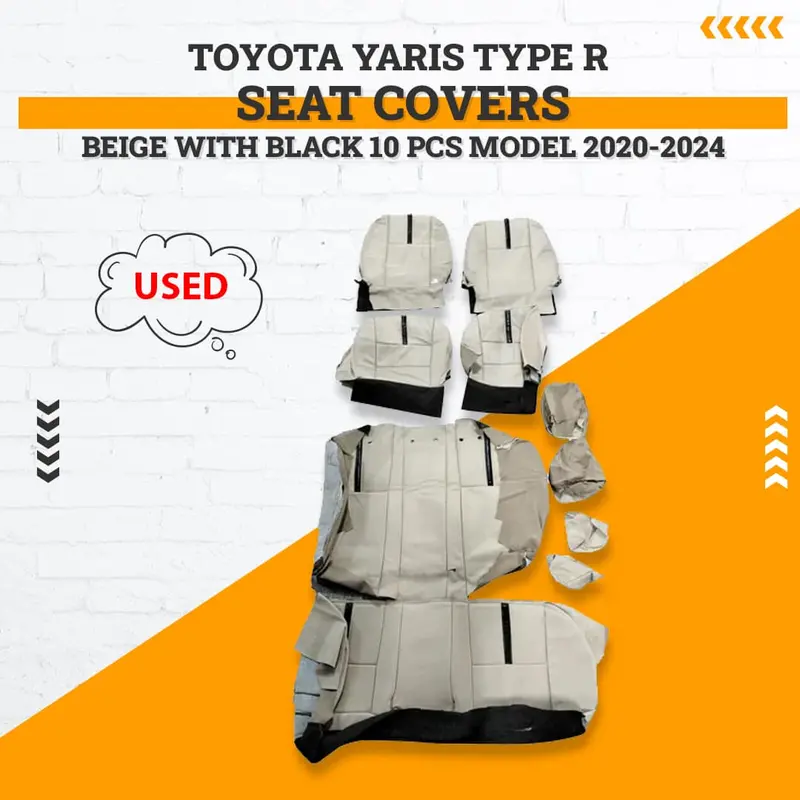 Used Toyota Yaris Type R Seat Covers Beige With Black 10 Pcs 2020-2024 1