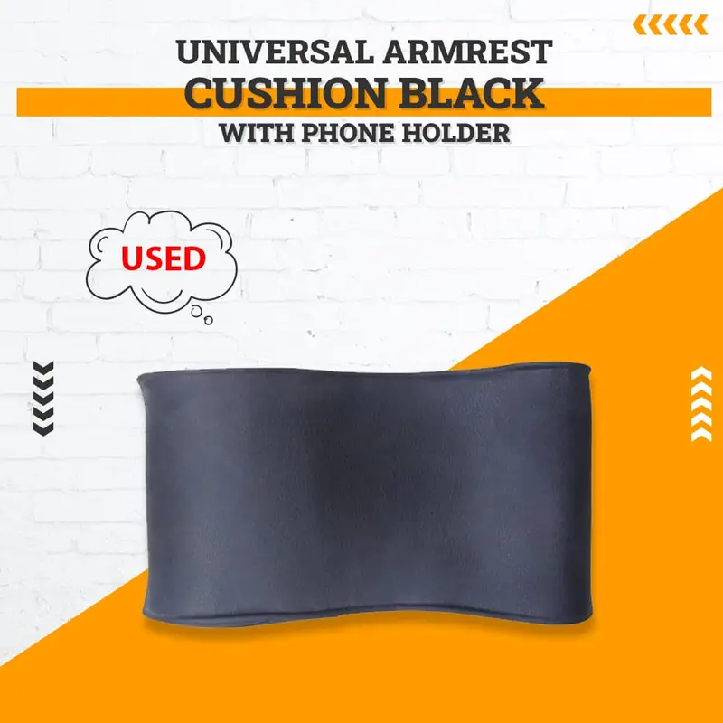 Used Universal Armrest Cushion Black With Phone Holder 1