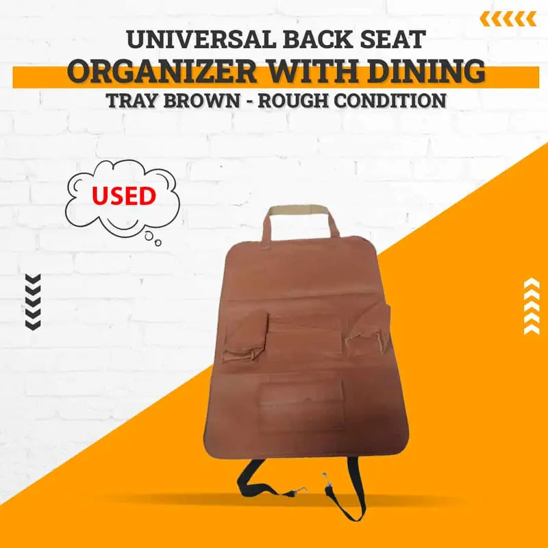 Used Universal Back Seat Organizer With Dining Tray Brown - Rough Condition 1