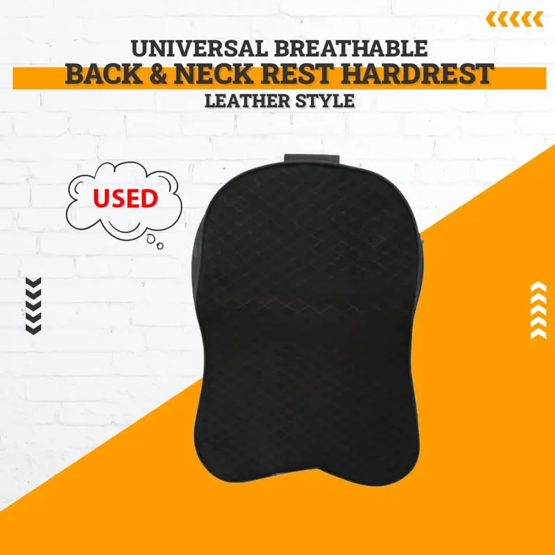 Used Universal Breathable Leather Style Back & Neck Rest Hardrest - Pillow Damage 1