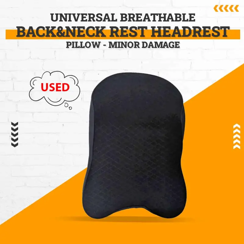 Used Universal Breathable Leather Style Back&Neck Rest Headrest Pillow - - Minor Damage 1