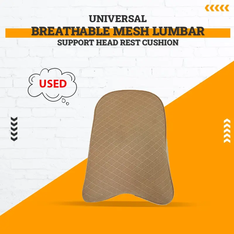 Used Universal Breathable Mesh Lumbar Support Head Rest Cushion - - Beige (Damage) 1