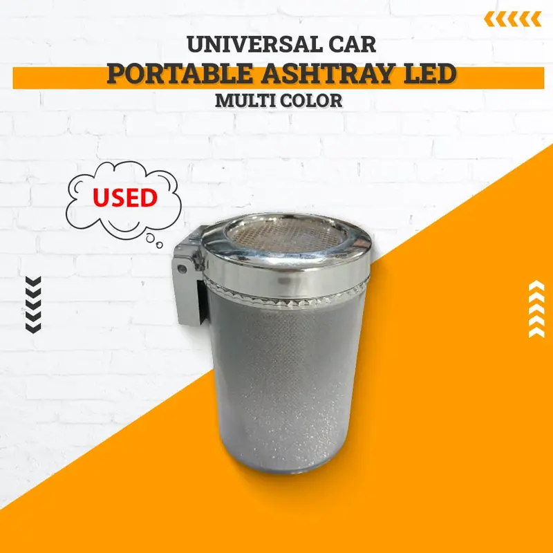 Used Universal Car Portable Ashtray Led Multi Color - (Lock Issue) 1