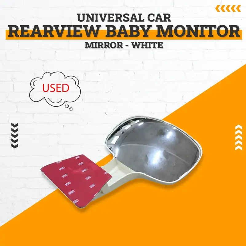 Used Universal Car Rearview Baby Monitor Mirror - White - Clear Wide Angle View 1
