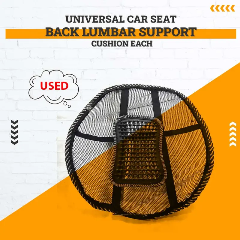 Used Universal Car Seat Back Lumbar Support Cushion Each - Black Rough Condition 1