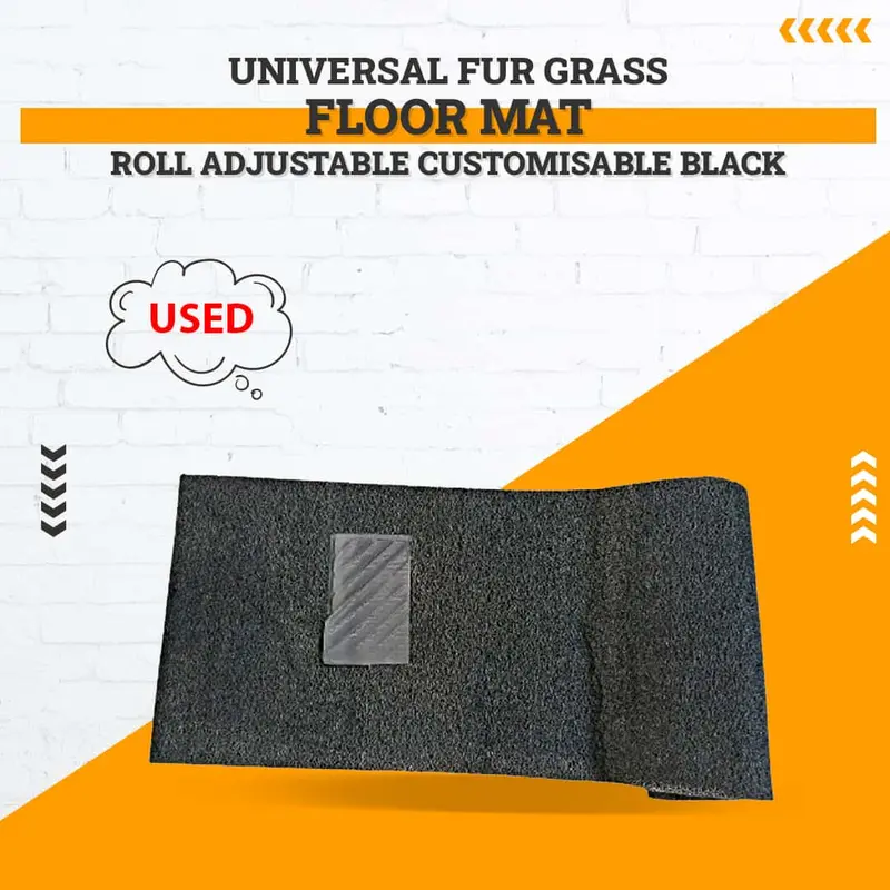 Used Universal Fur Grass Floor Mat Roll Adjustable Customisable Black (Rough Condition) 1