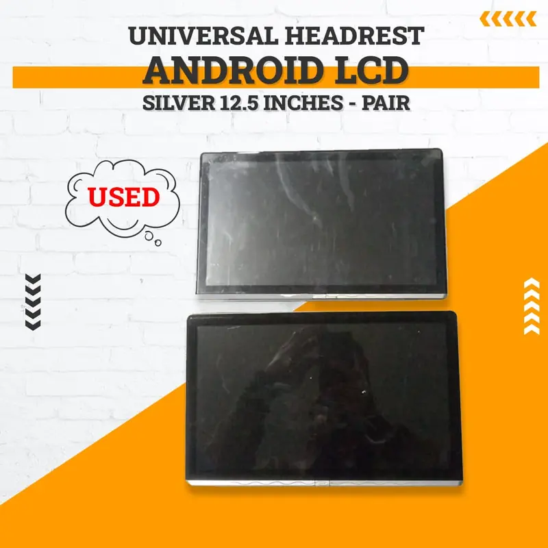 Used Universal Headrest Android Lcd Silver 12.5 Inches - Pair 1