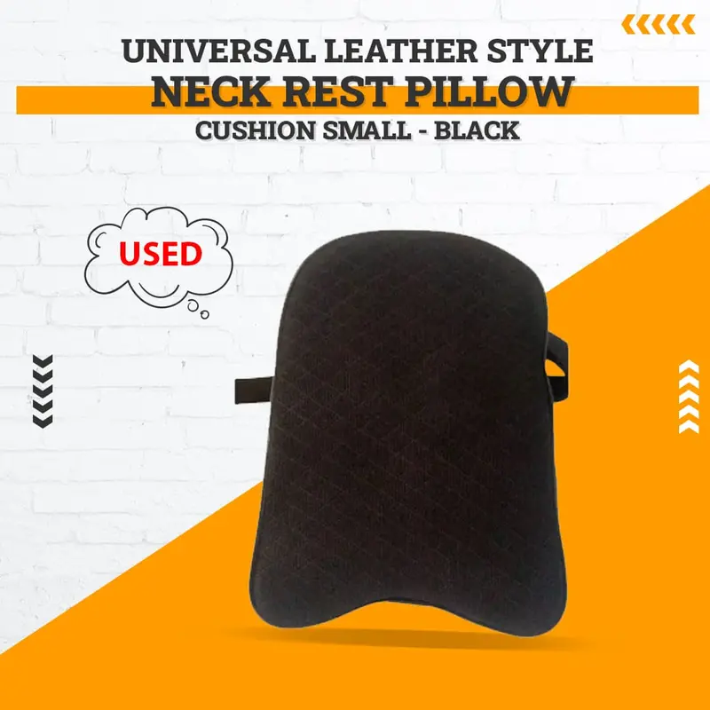 Used Universal Imported Leather Style Neck Rest Headrest Pillow - Cushion Small - Black 1