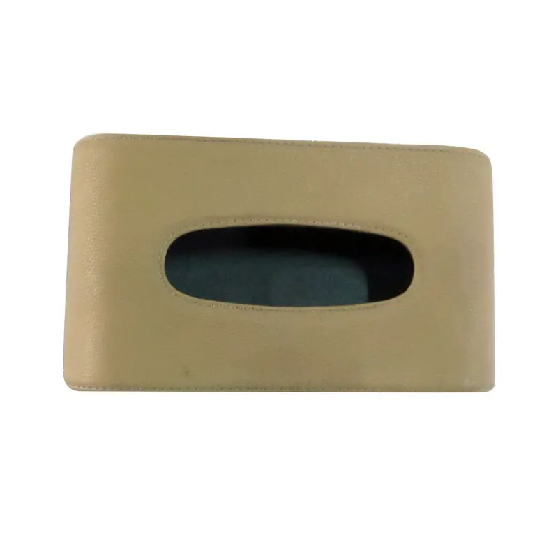 Used Universal Leather Car Tissue Holder Case Box - Beige - (Rough Condition Damage) 1