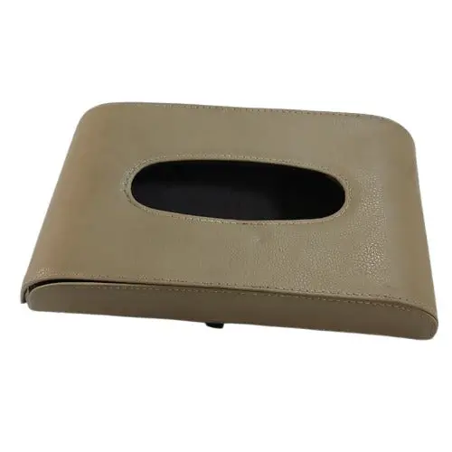 Used Universal Leather Car Tissue Holder Case Box - Beige - (Rough Condition Damage) 2