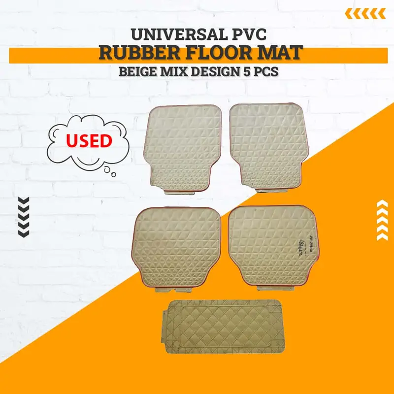 Used Universal Pvc Rubber Floor Mat Beige Mix Design 5 Pcs - Damage 1