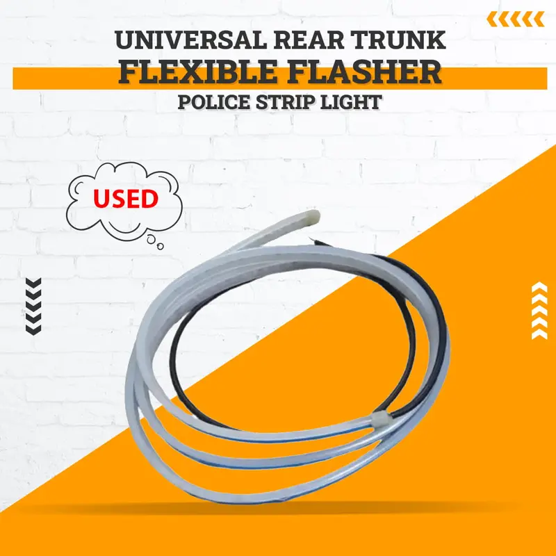 Used Universal Rear Trunk Flexible Flasher Police Strip Light - - (Without Wiring) 1