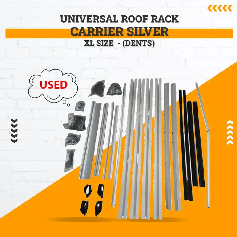Used Universal Roof Rack Carrier Silver Xl Size  - (Dents) 1