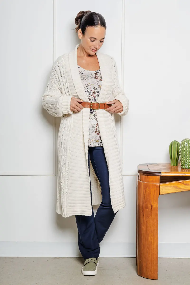 Veste Réconfortante Maille Torsadée - Crème 1