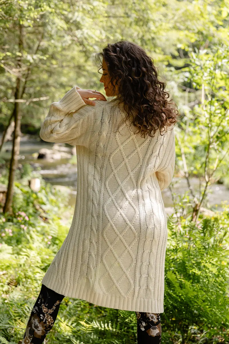 Veste Réconfortante Maille Torsadée - Crème 3