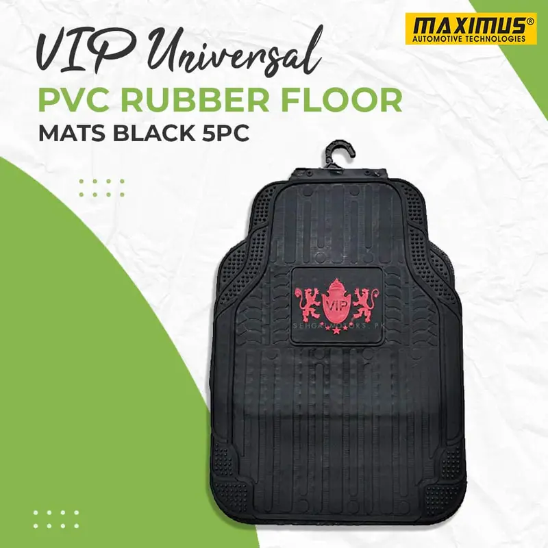 Vip Universal Pvc Rubber Floor Mats Black Mix Design 5 Pcs - Foot Mat For Car 1