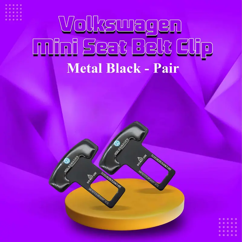 Volkswagen Mini Seat Belt Clip Metal Black - Pair 1
