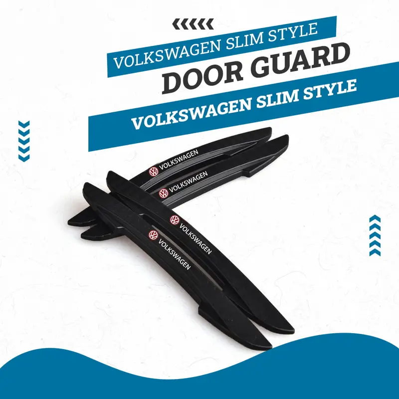 Volkswagen Slim Style Door Guard Protectors - Black - Edge Protection Anti-Scratch Buffer Strip 1