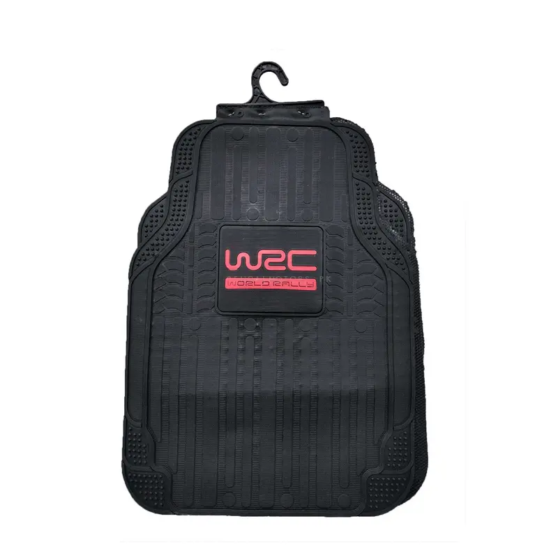 W2c World Rally Universal Pvc Rubber Floor Mat 5 Pcs - Black With Red Mix Design - Foot Mat For Car 2