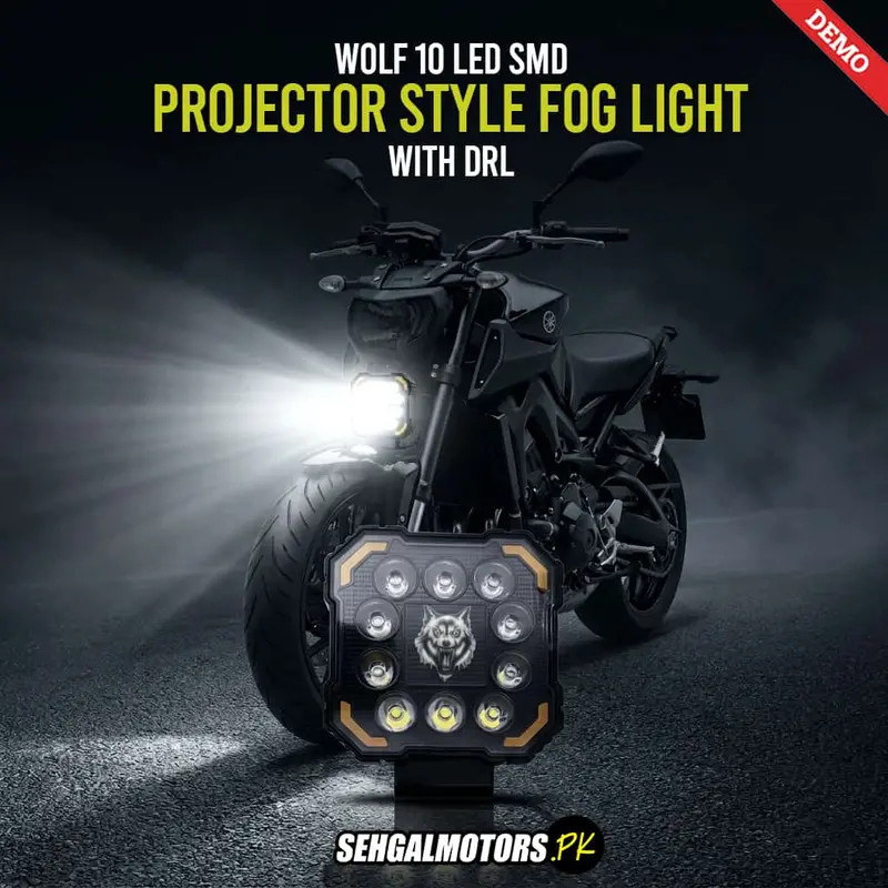 Wolf 10 Led  Smd Projector Style With Drl Fog Light For Bike 1